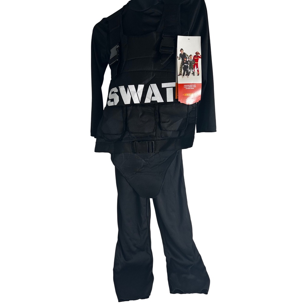 Kids SWAT Officer Costume Halloween Cosplay-Helmet Walkie Talkie Handcuffs Small